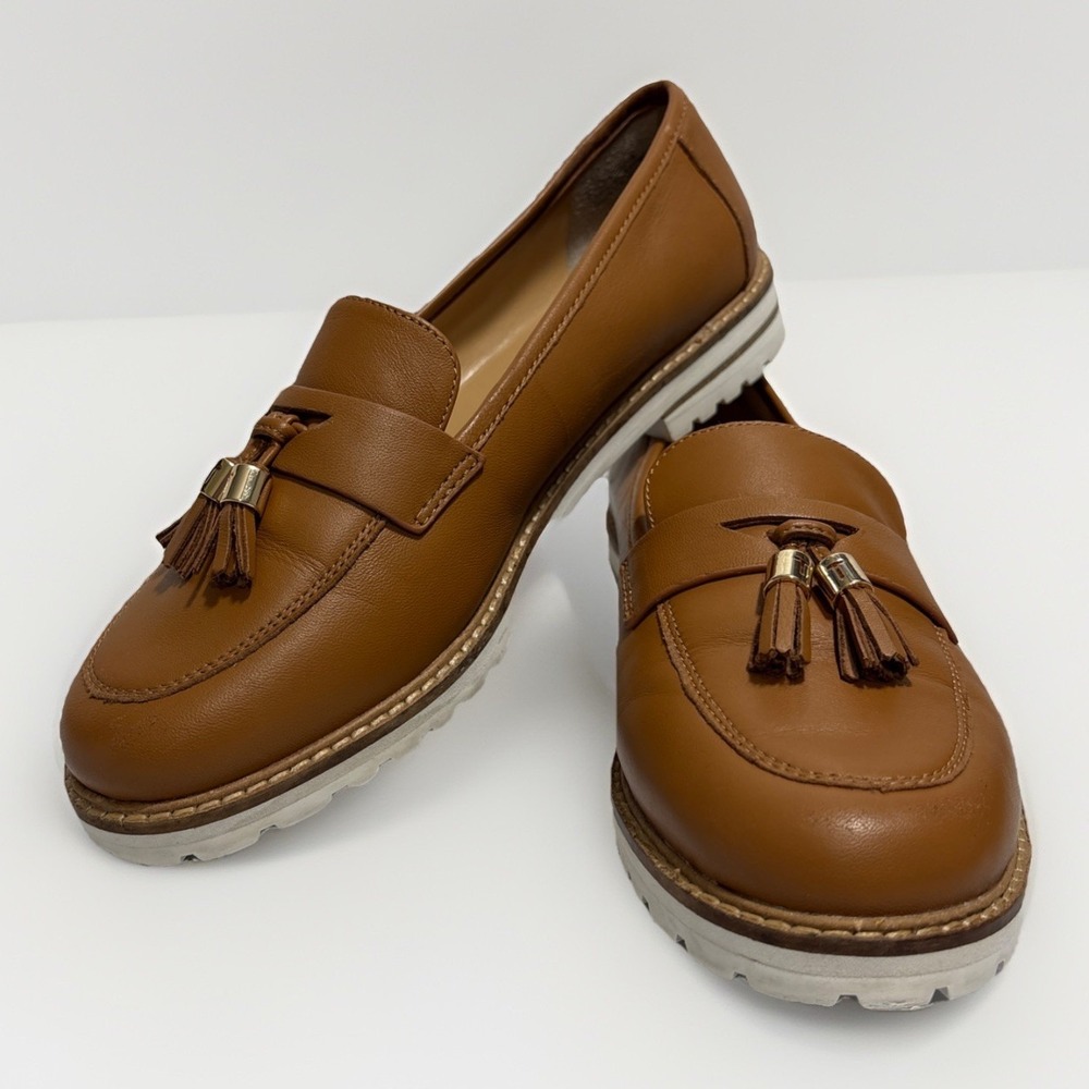 Talbots Laura Tasseled Soft Nappa Leather Loafer 7.5M Havana Tan
